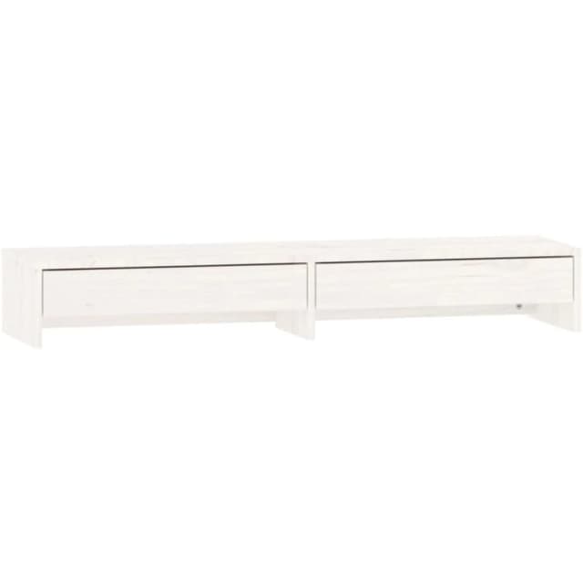vidaXL Monitor Stand White 100X27X15cm Solid Wood Pine, White 813960