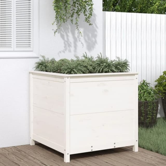 vidaXL Garden Planter White 82.5x82.5x78cm Solid Wood Pine, White 825304