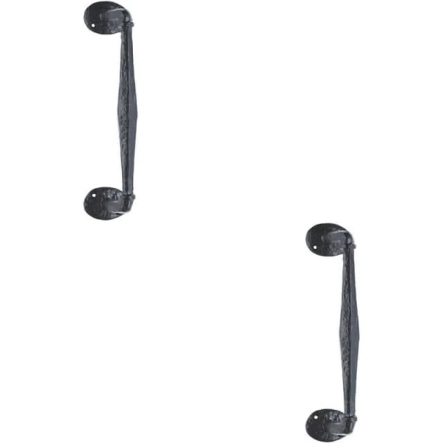 Loops 2x Offset Traditional Forged Pull Handle 263.5 x 67mm Black Antique Door Handle Black unisex