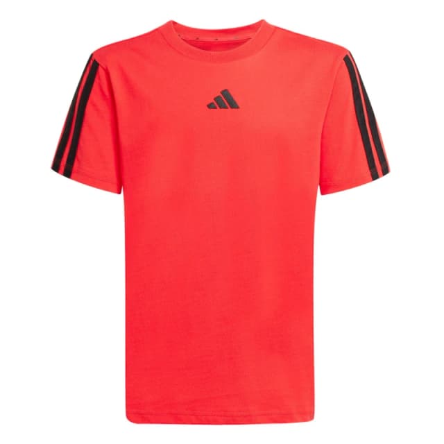 adidas 3 Stripe Essentials T-Shirt Junior Ruby/Black unisex 11-12 Years