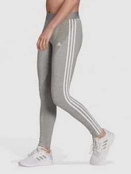 Adidas Essentials 3 Stripe Legging, Medium Grey Heather, Size L, Women