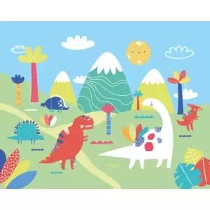 Dinosaur Land Blue Wall Mural - 3.5m x 2.8m