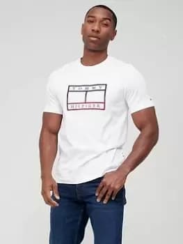 Tommy Hilfiger Outline Linear Flag T-Shirt - White, Size L, Men