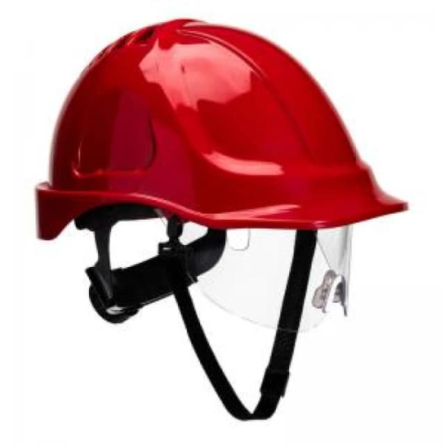 Portwest Endurance Safety Helmet and Visor PW55RER Colour: Red