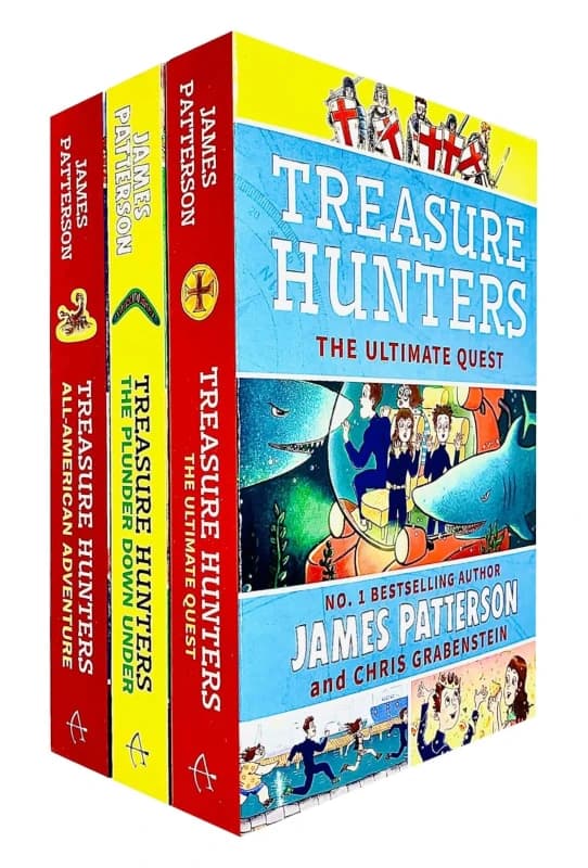 Treasure Hunters Series 6-8 Books Collection Set By James Patterson Plunder Down Under, All-American Adventure, Ultimate Quest James Patterson Books