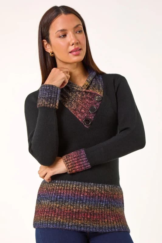 Roman Womens Colour Block Overlap V-Neck Jumper in Red Size: 20 Red Female 20