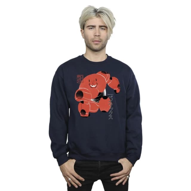 Disney Men Big Hero 6 Baymax Suite Pose Sweatshirt in Navy Size: Small Navy S Male 5059934874169