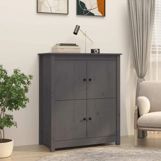 Vidaxl Sideboard Grey 83X41.5X100 Cm Solid Wood Pine, Grey 821509