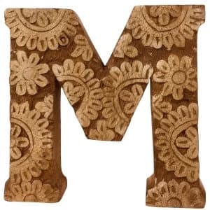 Letter M Hand Carved Wooden Flower