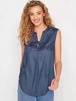 Long Tall Sally Navy Sleeveless Tie Detail Top, Navy, Size 10, Women