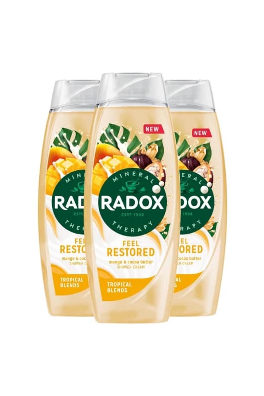 Radox Womens Mineral Therapy Feel Restored 'Shower Cream' with Cocoa Butter 450ml 3 Pack in Yellow Yellow Female