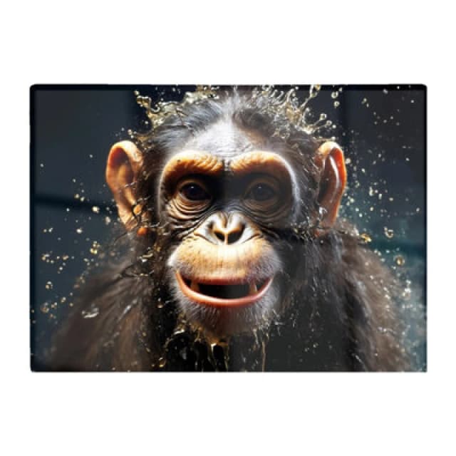 Warren Reed Designer Realistic Monkey Face Splashart Glass Chopping Board
