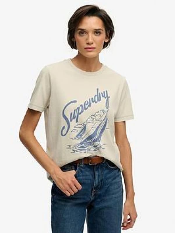 Superdry Womens T-Shirt Superdry Heritage Hamptons Beige Female XL