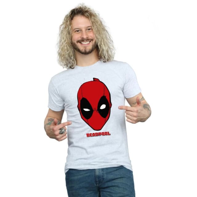 Marvel Marvel Men Deadpool Mask T-Shirt in Grey Size: Small Grey S Male 5057864718560
