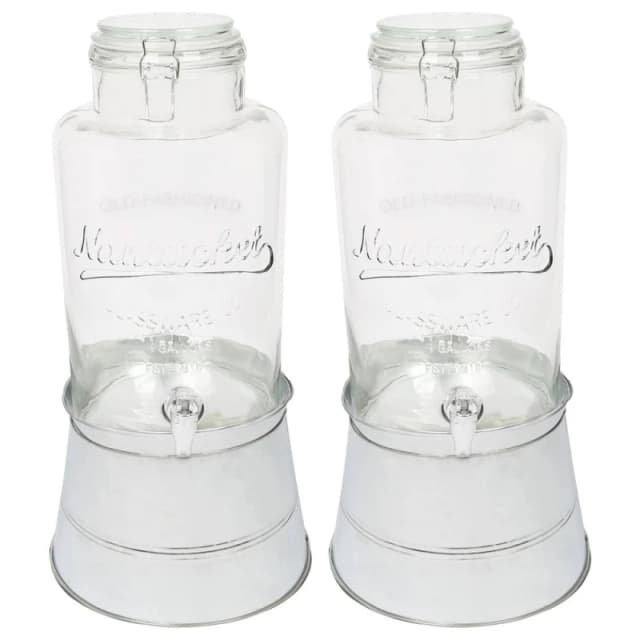 Rink Drink Glass Drinks Dispensers with Tap & Bucket Stand - 8.7L - 2pk in Silver Silver Unisex