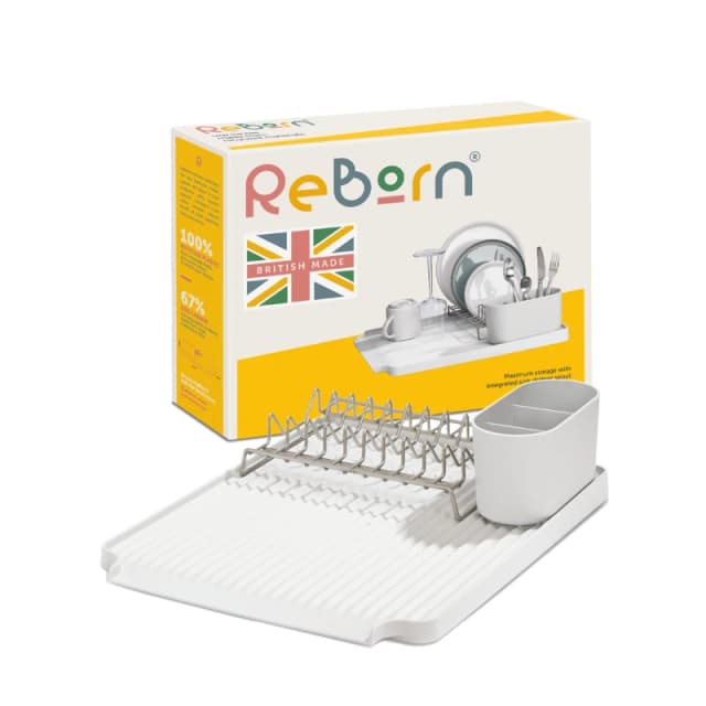 ReBorn Recycled Versatile Made in Britain 10 Plates Large Draining Rack Stone