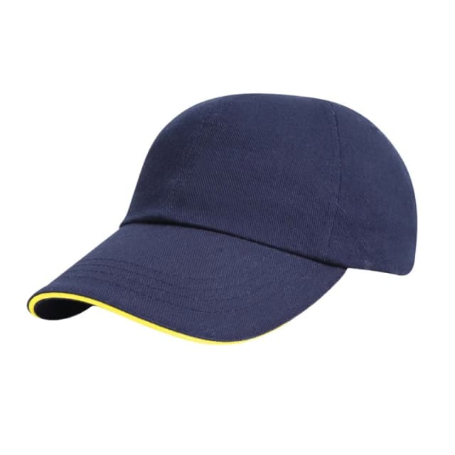 Result Womens Heavy Brushed Cotton Sandwich Peak Baseball Cap in Mid Navy Mid Navy Female One Size