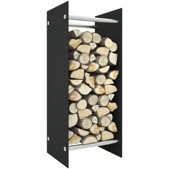 VIDAXL Firewood Rack Black 40x35x100cm Tempered Glass Vidaxl 8720286369944