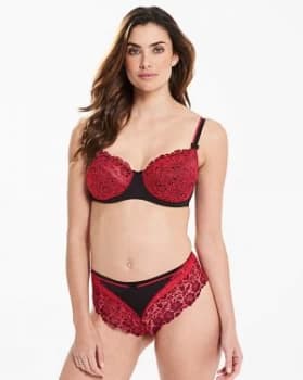 Pour Moi Fever Black/Red Balcony Bra