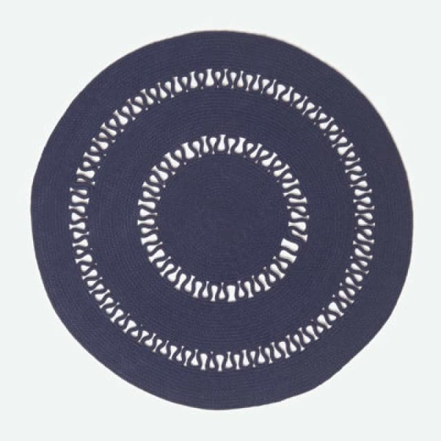 Homescapes Navy Crochet Braided Rug 90Cm Round