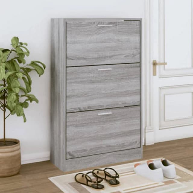 Vidaxl Shoe Cabinet Grey Sonoma 63X24X103cm Engineered Wood