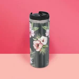 Pink Floral Stainless Steel Travel Mug