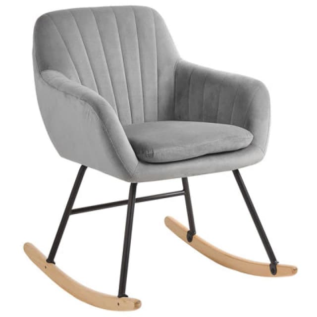 Beliani Rocking Chair Liarum Velvet Grey