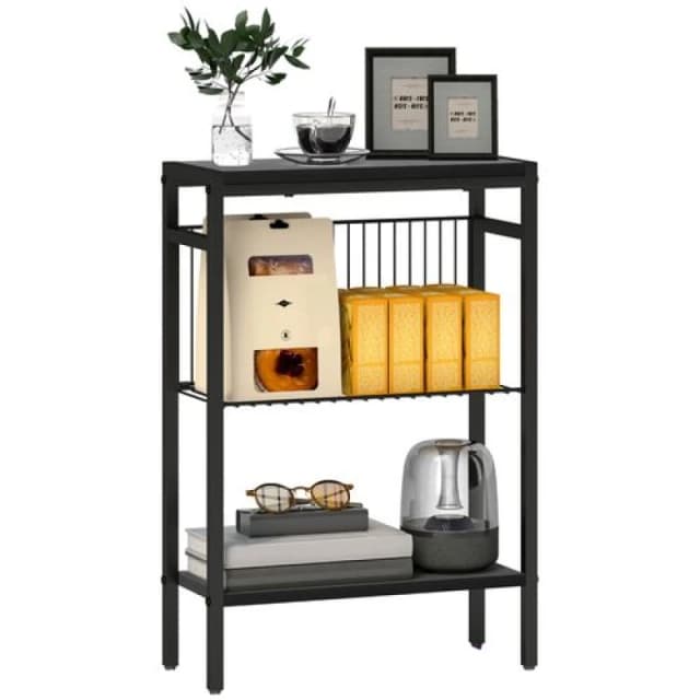HOMCOM HOMCOM Side Table with Storage, Small Table for Living Room, Bedroom, Black 5061025075812
