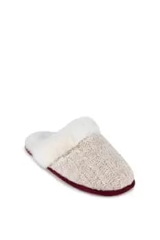 Knit Mule Slippers with Tartan Binding