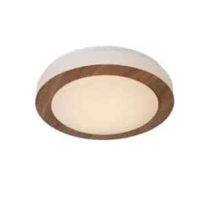 Dimy Modern Flush Ceiling Light Bathroom - Ø28,6cm - LED Dim. - 1x12W 3000K - IP21 - 3 StepDim - Wood