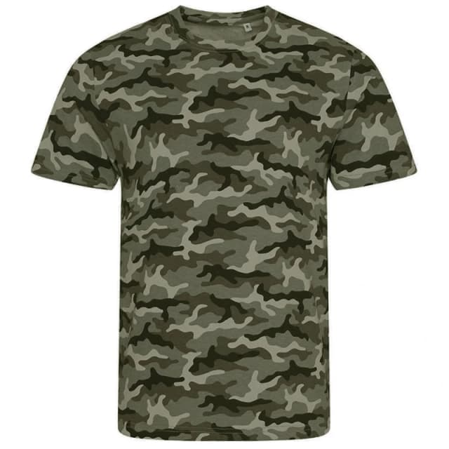 AWDis AWDis Men Camouflage T-Shirt in Dark Green Size: Small Dark Green S Male 5057819114133