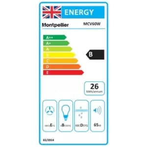 Montpellier MCV60W 60cm Visor Hood in White 3 Speed Fan 4W LED Light