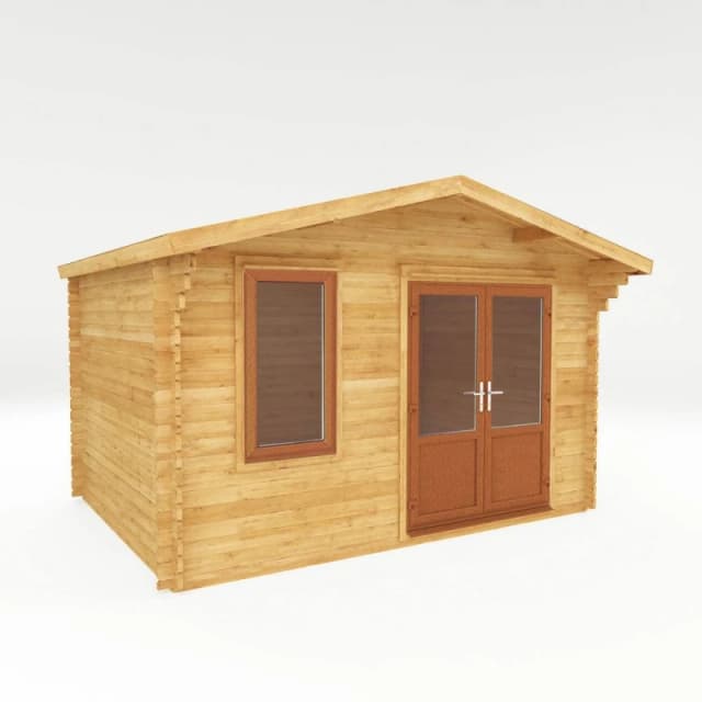 Mercia 4 x 3m Retreat 44mm Log Cabin with Oak UPVC Windows & Doors in Brown Brown Unisex