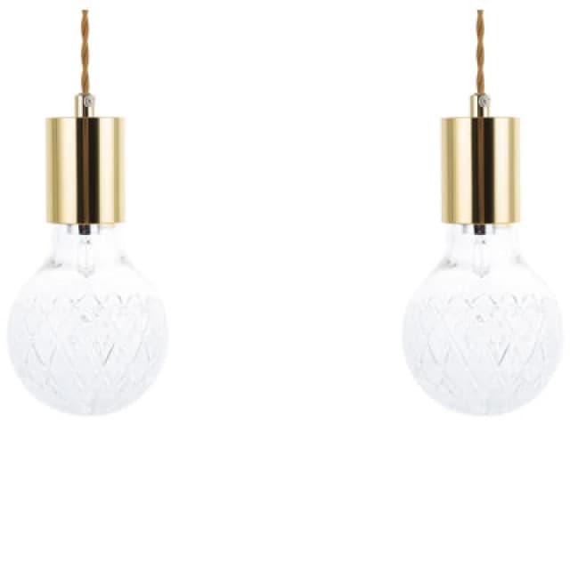 Beliani Set Of 2 Pendant Lamps Anza Glass Gold