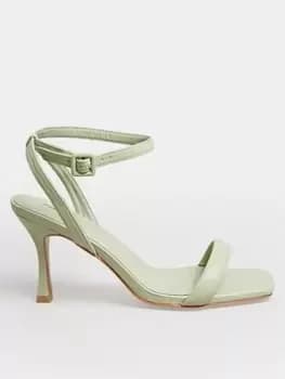 Yours Yours Extra Wide Fit Padded Vamp Strap High Heel Sandal Green, Size 5, Women