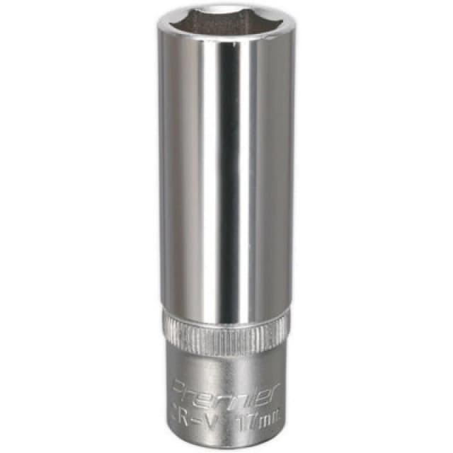 Loops 17mm Steel Deep Drive Socket - 1/2" Square Drive - Chrome Vanadium Socket Metallics