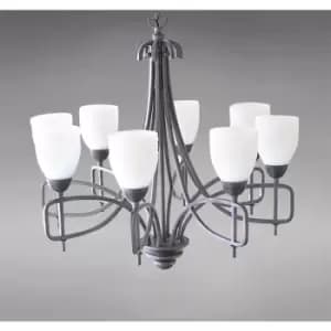 Ortona pendant lamp 8 brown bulbs/opal glass