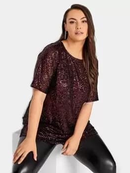 Yours Sequin Swing Top, Red, Size 16, Women