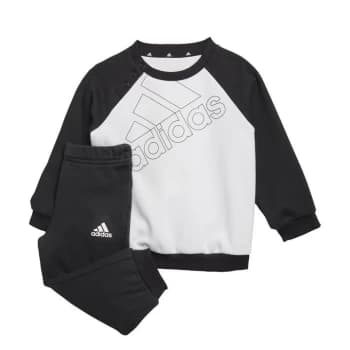 adidas Essentials Logo Sweatshirt and Pants (Gende - White / Black