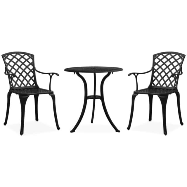 MINKUROW 3 Piece Bistro Set Cast Aluminium Black vidaXL YX315592