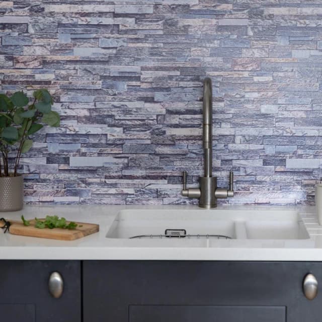 D C Fix 3D Splashback Wallpaper Stone Grey Grey unisex 67.5CMX4M