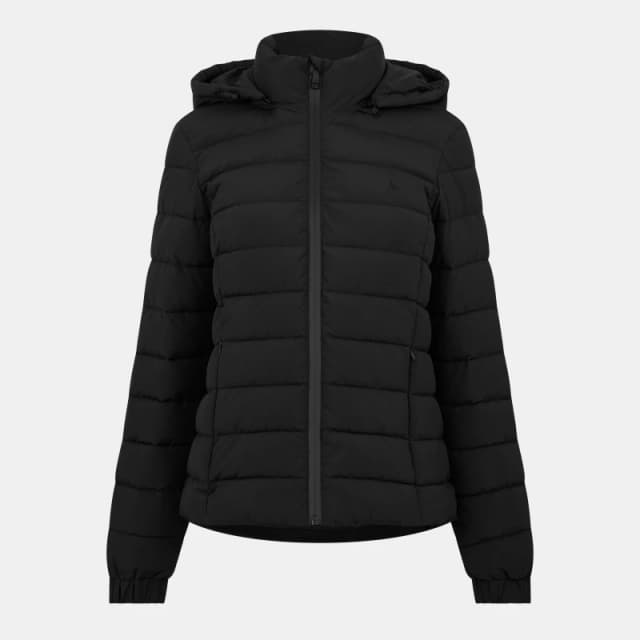 Jack Wills Womens Luna Water Resistant Wind Resistant Detachable Hood Short Puffer Jacket Black 09 female 6 (2XS)