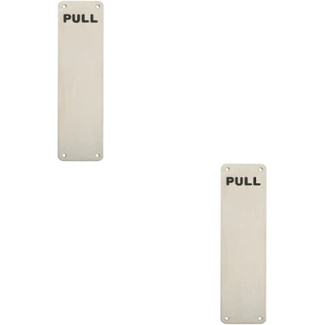 Loops 2x Pull Engraved Door Finger Plate 300 x 75mm Satin Stainless Steel Push Plate Metallics