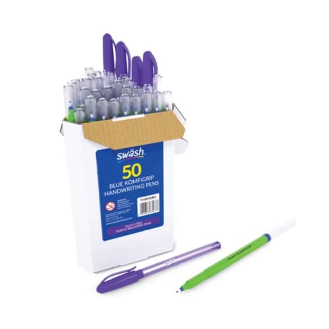 Swash Swash Handwriting Pens Blue (Pack of 50) THW50BU THW50BU