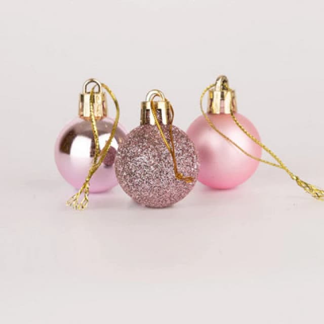 Shatchi 30mm/12Pcs Christmas Baubles Shatterproof Pale Pink,tree Decorations