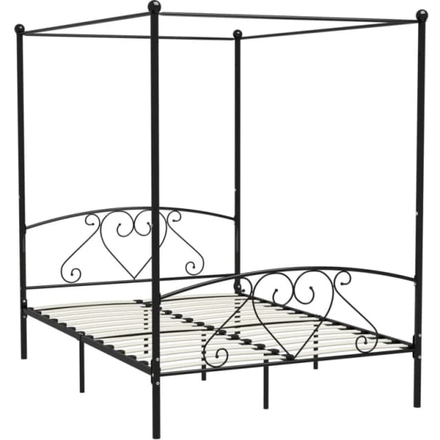 VIDAXL Bed Frame without Mattress with Canopy Black 140x200cm Metal Vidaxl 8719883783529