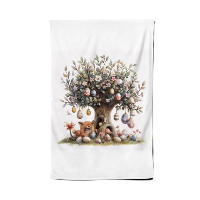 Warren Reed - Designer Easter Egg Tree Tea Towel Multicolor Unisex