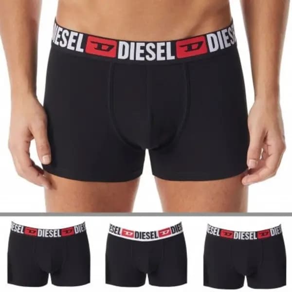 Diesel 3 Pack Denim Division Cotton Boxer Briefs - Black XS
