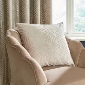 Catherine Lansfield Geometric Cut Velvet Cushion Gold