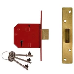 Union 2134E 5 Lever BS Mortice Deadlock Satin Brass Finish 79.5mm 3" Visi